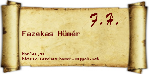 Fazekas Hümér névjegykártya